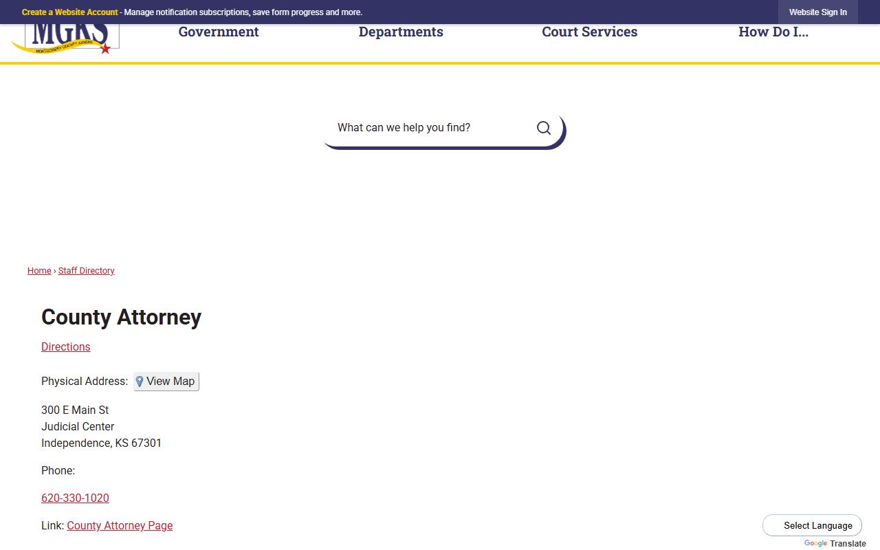 Montgomery County criminal court records County Attorney directory