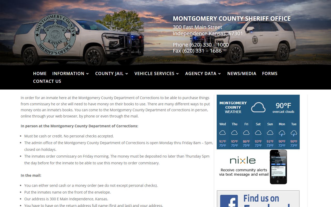 Montgomery County inmate money deposit and JailATM instructions