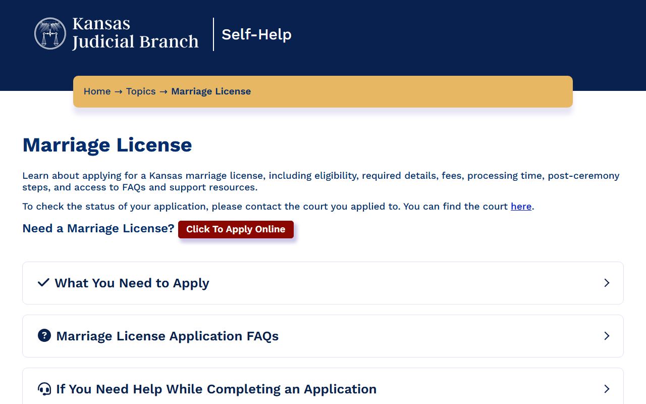 Montgomery County marriage records Kansas marriage license self-help and online application information