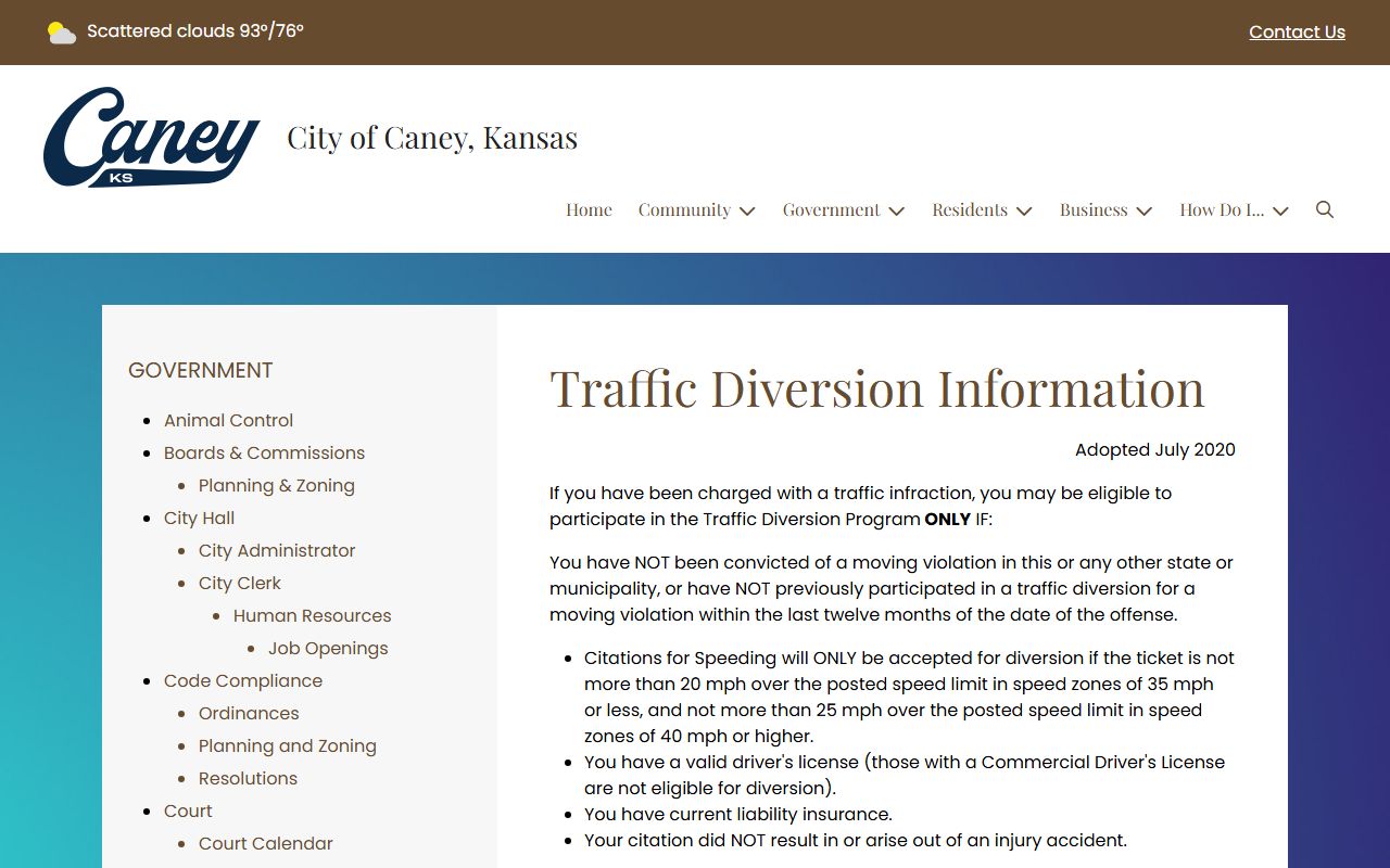 Montgomery County traffic court records Caney traffic diversion application instructions